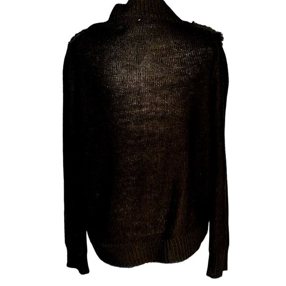 Peyton Jensen black faux fur sweater jacket medium - Picture 3 of 6